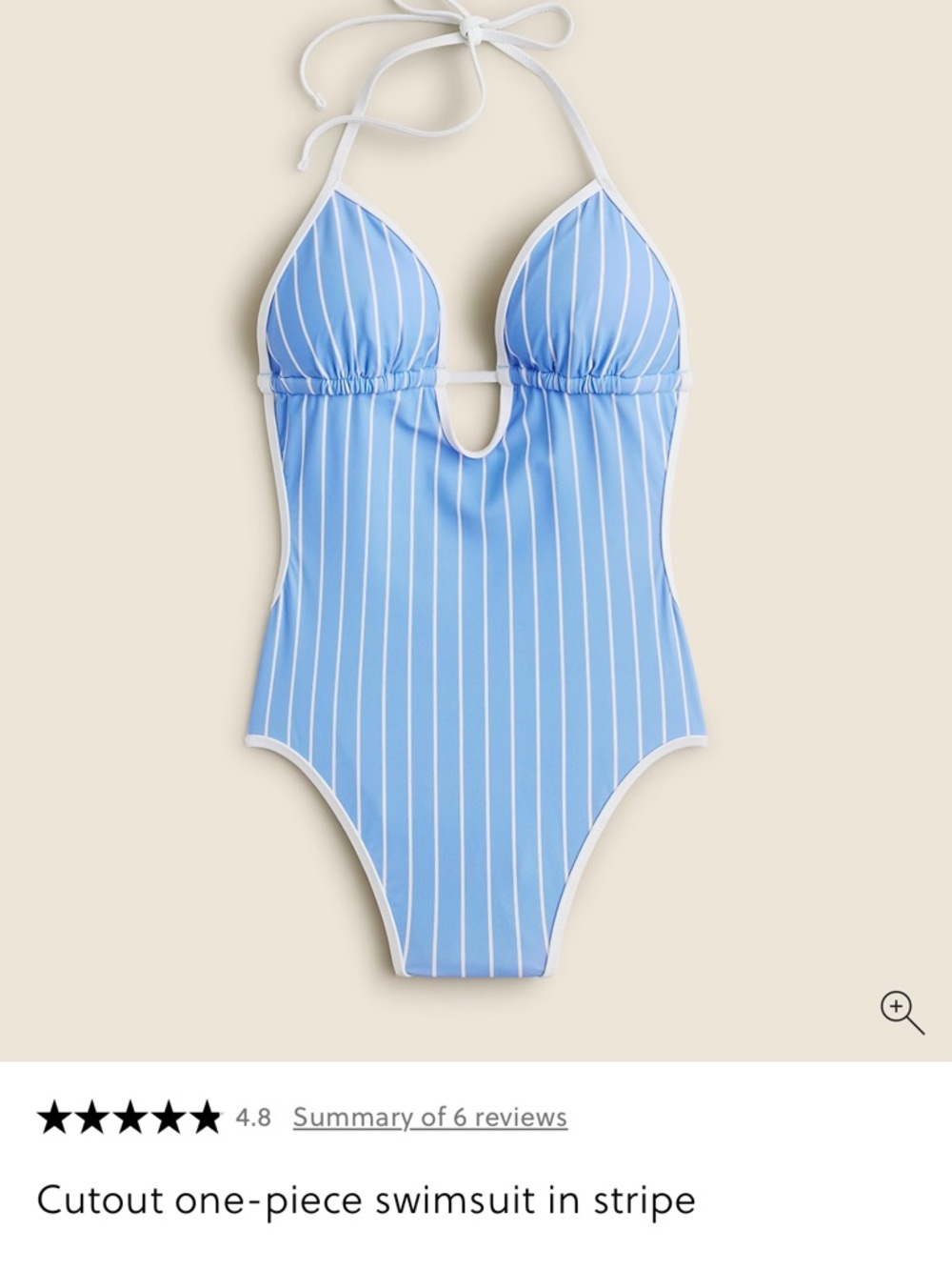 J. Crew Blue and White Striped Halter One-Piece Swimsuit